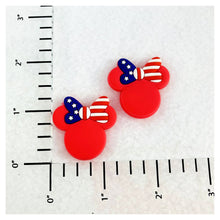 Load image into Gallery viewer, Set of 2 - PVC Resin - Minnie Mouse Head Pink American Flag