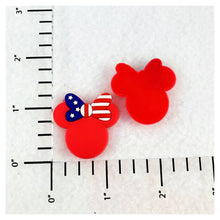 Load image into Gallery viewer, Set of 2 - PVC Resin - Minnie Mouse Head Pink American Flag