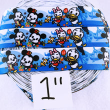 Load image into Gallery viewer, Ribbon by the Yard - Cuties on Blue & White at Carnival