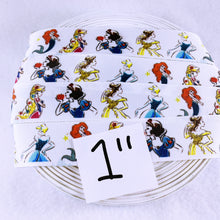 Load image into Gallery viewer, Ribbon by the Yard - Artsy Princesses on White