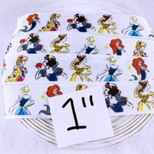 Load image into Gallery viewer, Ribbon by the Yard - Artsy Princesses on White