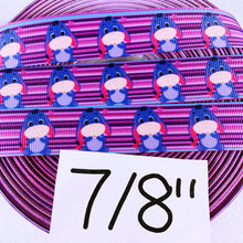 Load image into Gallery viewer, Ribbon by the Yard - Eeyore Cutie on Purple Stripes