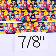 Load image into Gallery viewer, Ribbon by the Yard - Princess Cuties on Dark Blue