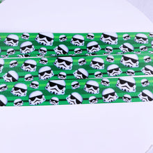 Load image into Gallery viewer, Ribbon by the Yard - Storm Troopers on Green