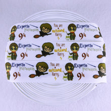 Load image into Gallery viewer, Ribbon by the Yard - Harry Potter Brooms & Wands with Words You Are A Wizard