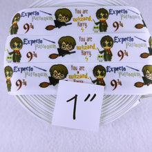 Load image into Gallery viewer, Ribbon by the Yard - Harry Potter Brooms & Wands with Words You Are A Wizard