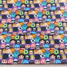 Load image into Gallery viewer, Ribbon by the Yard - 7/8" - Tsum Tsum Dark Purple Background 3 Rows