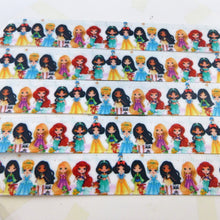 Load image into Gallery viewer, Ribbon by the Yard - 7/8" - Cute Princesses on White