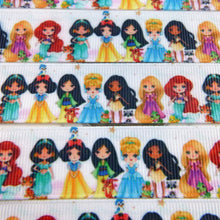Load image into Gallery viewer, Ribbon by the Yard - 7/8" - Cute Princesses on White