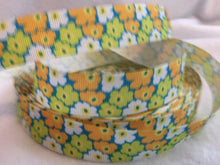 Load image into Gallery viewer, Ribbon by the Yard - Flower Ribbon - Orange, White and Green Flowers