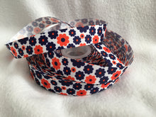Load image into Gallery viewer, Ribbon by the Yard - Flower Ribbon - Orange and Blue Flowers