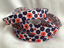 Load image into Gallery viewer, Ribbon by the Yard - Flower Ribbon - Orange and Blue Flowers