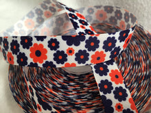 Load image into Gallery viewer, Ribbon by the Yard - Flower Ribbon - Orange and Blue Flowers