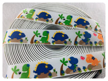 Load image into Gallery viewer, Ribbon by the Yard - 7/8" - Dinosaur Ribbon - Orange, Blue, Green