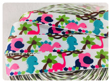 Load image into Gallery viewer, Ribbon by the Yard - 7/8" - Dinosaur Ribbon - Pink & Blue Dinos