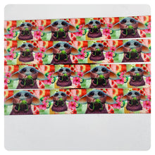 Load image into Gallery viewer, Ribbon by the Yard - SW - Baby Yoda With Frog on Flower Background