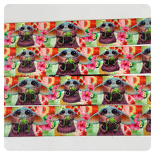 Load image into Gallery viewer, Ribbon by the Yard - SW - Baby Yoda With Frog on Flower Background