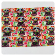 Load image into Gallery viewer, Ribbon by the Yard - SW - Baby Yoda With Frog on Flower Background