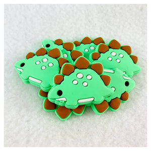Set of 2 - PVC Resin - Green Dinosaur - Stegosaurus