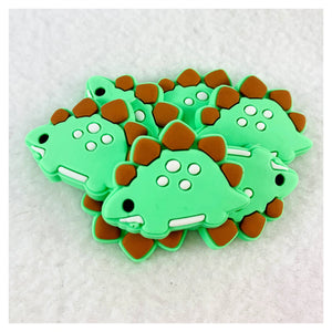 Set of 2 - PVC Resin - Green Dinosaur - Stegosaurus