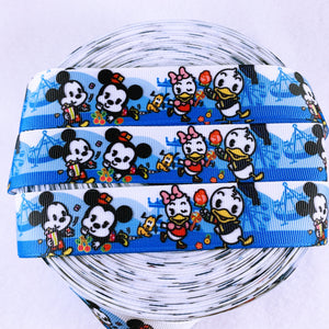 Ribbon by the Yard - Cuties on Blue & White at Carnival