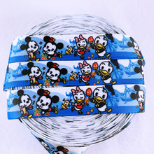 Load image into Gallery viewer, Ribbon by the Yard - Cuties on Blue &amp; White at Carnival
