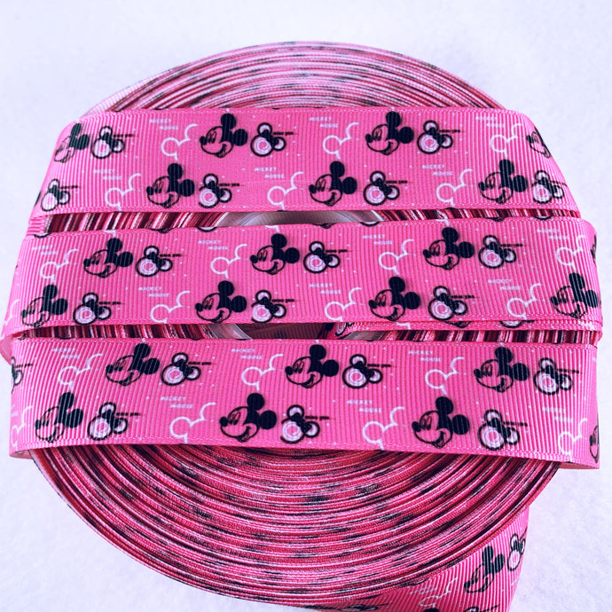 Ribbon by the yard - Mickey & Minnie Scatter on Pink