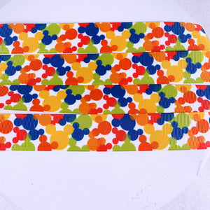 Ribbon by the Yard - Colorful Mickey Head Scatter on White