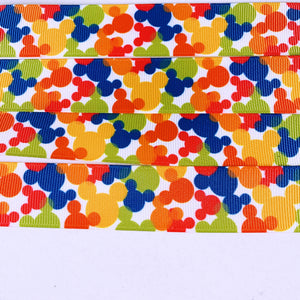 Ribbon by the Yard - Colorful Mickey Head Scatter on White