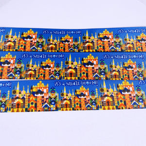 Ribbon by the Yard - Small World on Dark Blue No Words