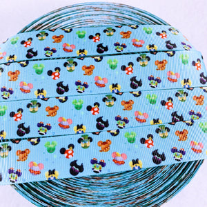 Ribbon by the Yard - Mickey Head Scatter on Teal