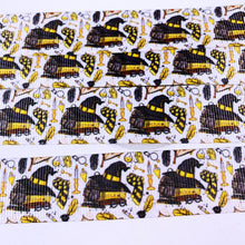 Load image into Gallery viewer, Ribbon by the Yard - 7/8&quot; - HP - Wizard School - Hufflepuff - Hat, Books, Scarf
