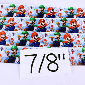 Ribbon by the Yard - 7/8" - Mario & Luigi