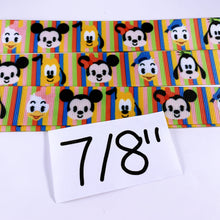 Load image into Gallery viewer, Ribbon by the Yard - Fab 5 Striped Background - Mickey and Friends
