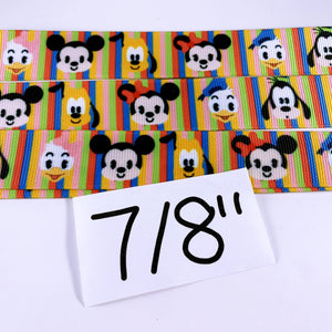 Ribbon by the Yard - Fab 5 Striped Background - Mickey and Friends