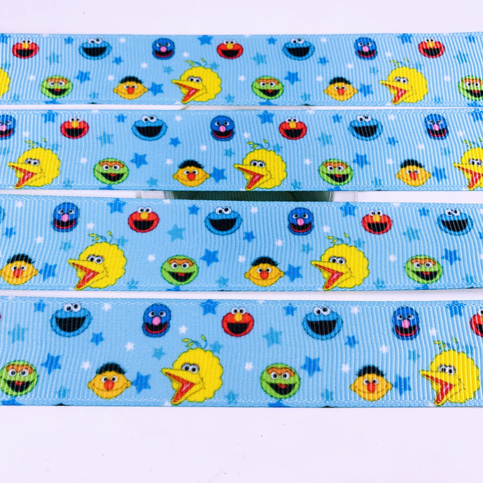 Ribbon by the Yard - Sesame Street Blue Scatter
