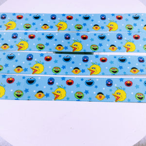 Ribbon by the Yard - Sesame Street Blue Scatter