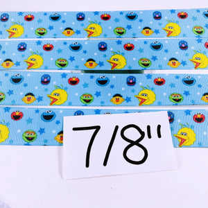 Ribbon by the Yard - Sesame Street Blue Scatter