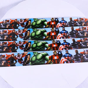 Ribbon by the Yard - Avengers on Blue