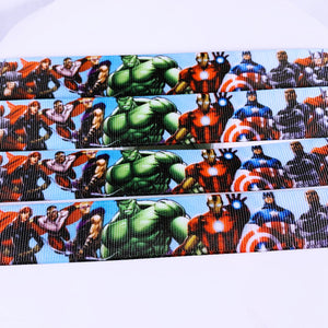 Ribbon by the Yard - Avengers on Blue