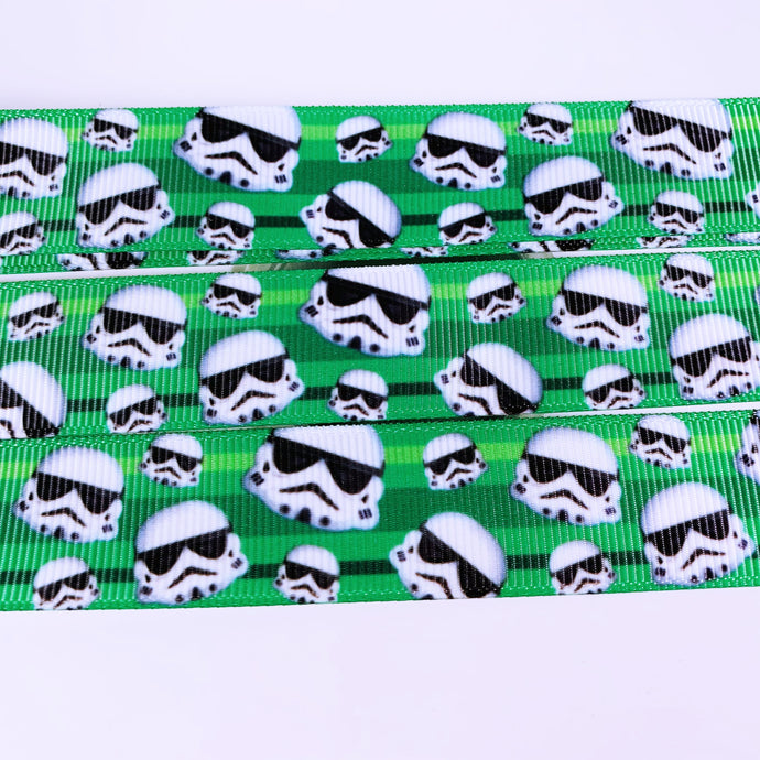 Ribbon by the Yard - Storm Troopers on Green
