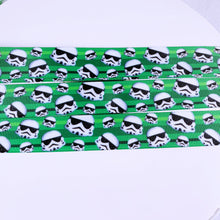 Load image into Gallery viewer, Ribbon by the Yard - Storm Troopers on Green

