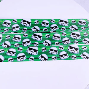 Ribbon by the Yard - Storm Troopers on Green