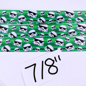 Ribbon by the Yard - Storm Troopers on Green