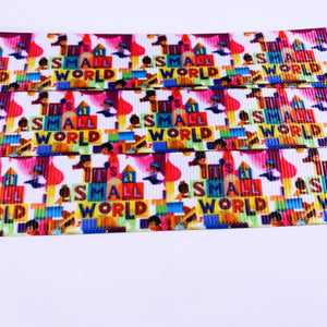 Ribbon by the Yard - Small World Words White