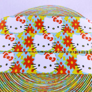 Ribbon by the Yard - 7/8" - Hello Kitty with Flowers