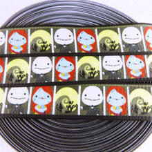 Load image into Gallery viewer, Ribbon by the Yard - Nightmare Before Christmas Blocks on Black
