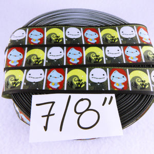 Ribbon by the Yard - Nightmare Before Christmas Blocks on Black
