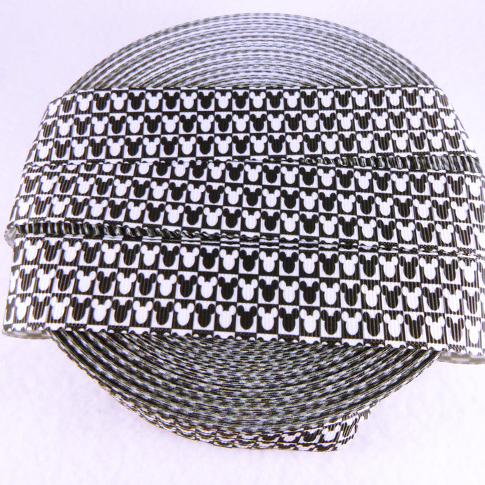 Ribbon by the Yard - Small Black & White Mickey Heads