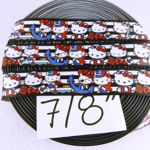 Ribbon by the Yard - 7/8" - Hello Kitty with Anchors